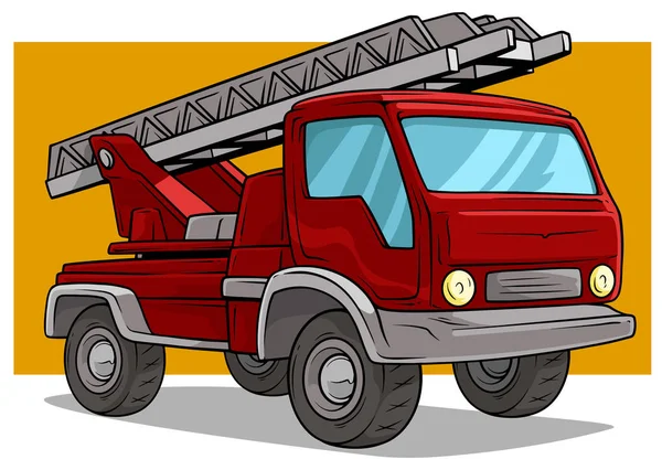 Tecknad röd last lastbil med metall stege — Stock vektor