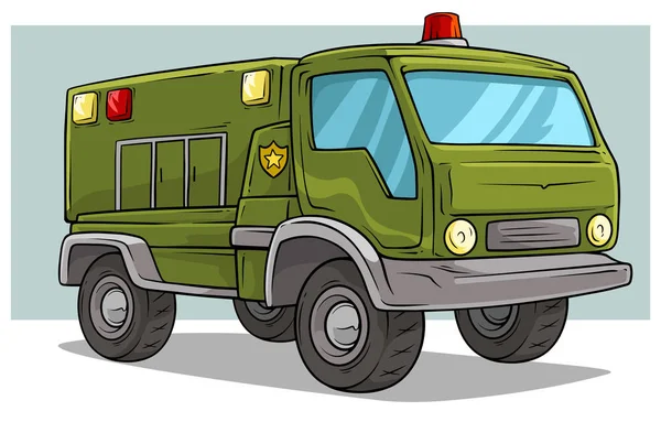 Caricatura ejército militar camión de carga grande — Vector de stock