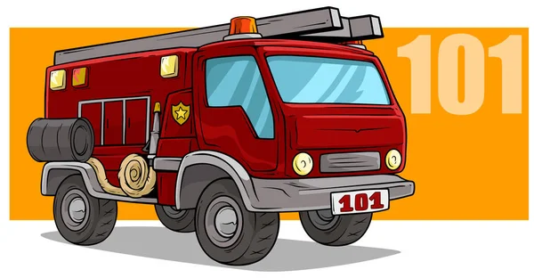 Caricatura emergencia rescate bomberos camión — Vector de stock