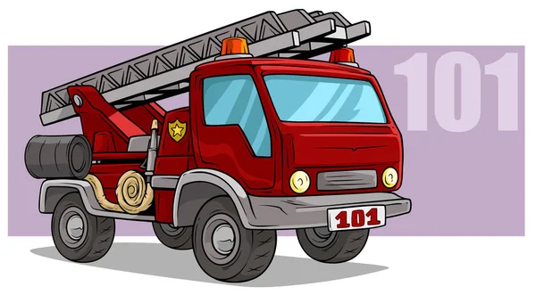 Caricatura emergencia rescate bomberos camión — Vector de stock