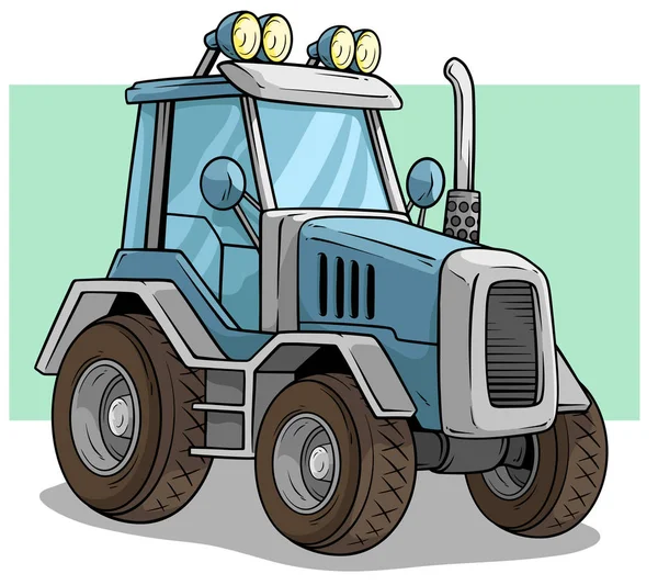 Cartoon blaue Landmaschinen LKW oder Traktor — Stockvektor