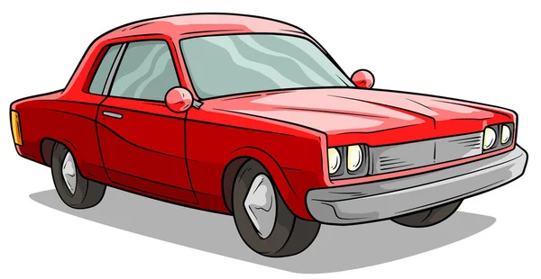 Desenhos animados vermelho americano retro músculo carro vetor ícone —  Vetores de Stock