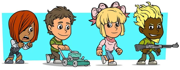 卡通有趣的男孩和女孩的性格 第37卷 罪犯和学生 矢量图标集 — 图库矢量图片