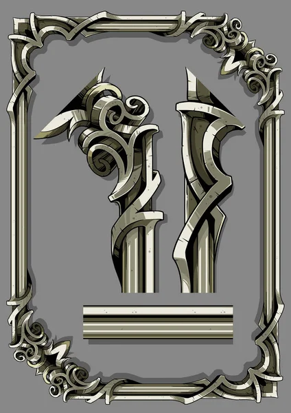 Графическая детальная ретро-декоративная металлическая рама — стоковый вектор