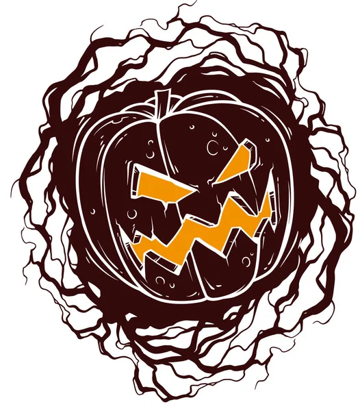 Dessin animé citrouille halloween en colère noire — Image vectorielle
