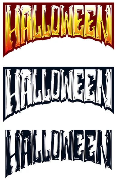 Cartoni animati Halloween disegno del testo in bianco e nero — Vettoriale Stock