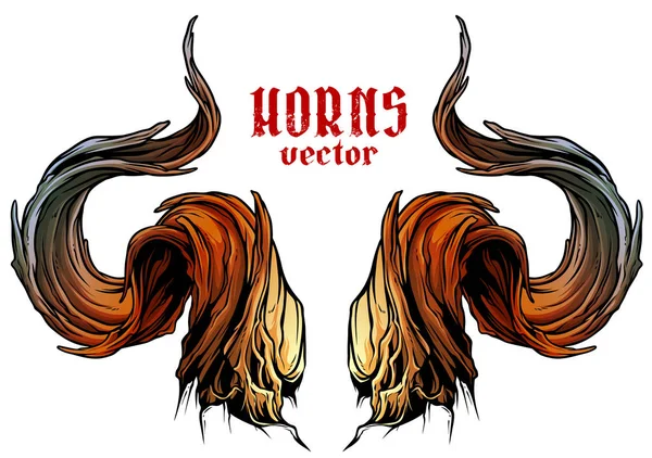 Cartoon big sharp bull horns vector — Stock Vector