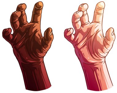 Çizgi film beyaz ve siyah insan vektör set eller