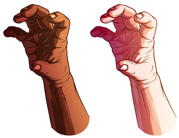 Cartoon white and black human hands vector set — Stock Vector