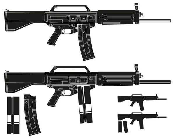 Silueta gráfica moderna automática galil rifle — Archivo Imágenes Vectoriales