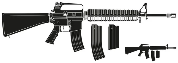 Графический силуэт современной автоматической американской винтовки — стоковый вектор