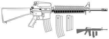 Grafik modern otomatik Amerikan tüfek