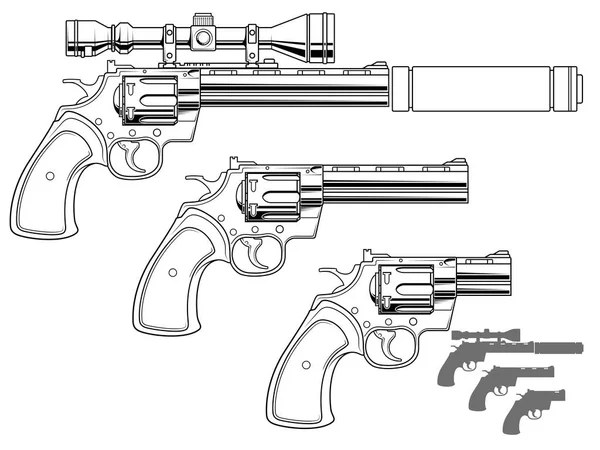 Grafické revolver s optickým zaměřovačem — Stockový vektor