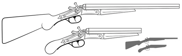 Grafisk svartvit gamla retro hagelgevär gevär — Stock vektor