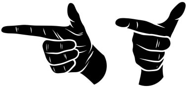 Çizgi film siluet insan eli vector Icons set