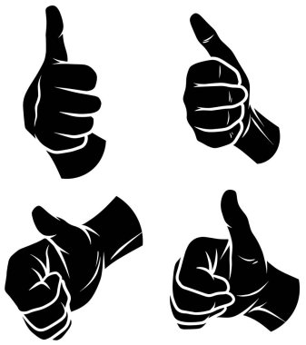Çizgi film siluet insan eli vector Icons set