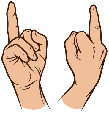 Çizgi film beyaz insan eli Icons set vektör