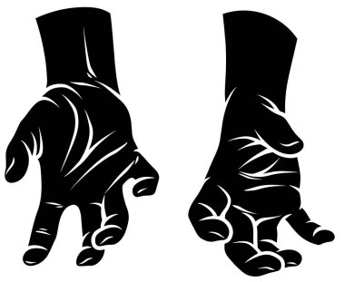 Çizgi film siluet insan eli vector Icons set