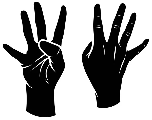 Cartoon silhouette human hands vector icons set — Stock Vector