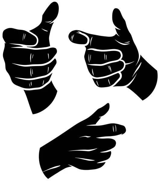 Cartoon silhouette human hands vector icons set — Stock Vector