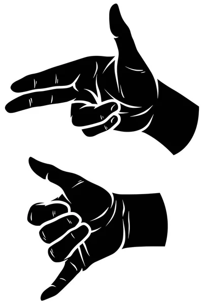 Cartoon silhueta mãos humanas conjunto de ícones vetoriais —  Vetores de Stock