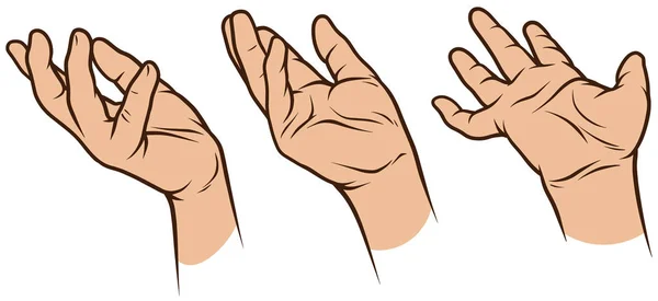 Cartone animato bianco mani umane set icone vettoriali — Vettoriale Stock
