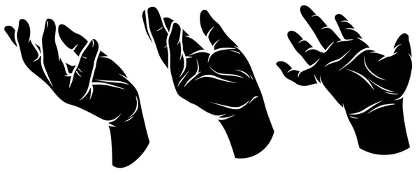 Kreslený silueta lidské ruce vektorové ikony nastavit — Stockový vektor