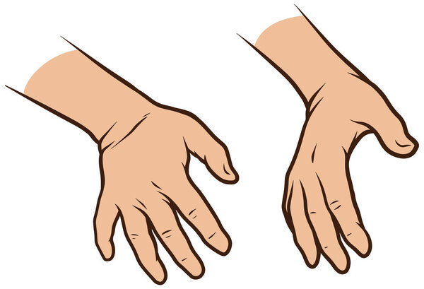 Cartoon white human hands vector icons set