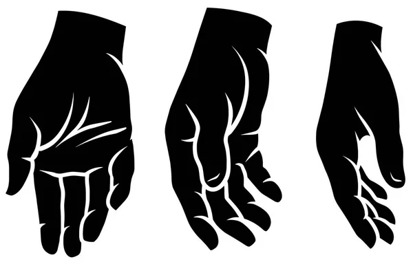 Cartoon silhouette human hands vector icons set — Stock Vector