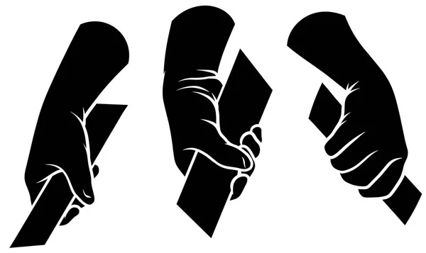 Cartoon silhouette human hands vector icons set — Stock Vector