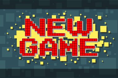 Kırmızı piksel retro yeni oyun düğme video oyunları için