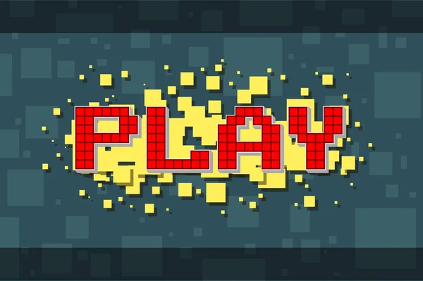 Piros pixel retro lejátszás gombra a videó játékok — Stock Vector