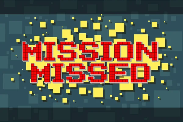Piros pixel retro misszió gomb részére video játékok — Stock Vector