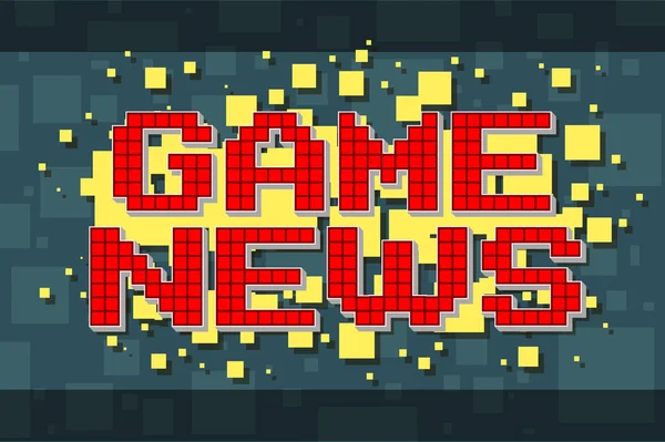 Pulsante di notizie retrò pixel rosso per videogiochi — Vettoriale Stock