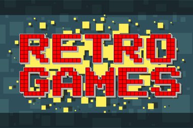 Kırmızı piksel retro metin düğmesini video oyunları için