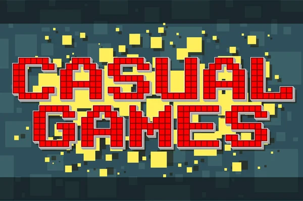 Rode pixel retro tekst knop voor videospelletjes — Stockvector