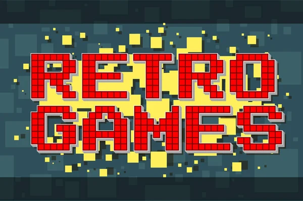 Botón de texto retro píxel rojo para videojuegos — Archivo Imágenes Vectoriales
