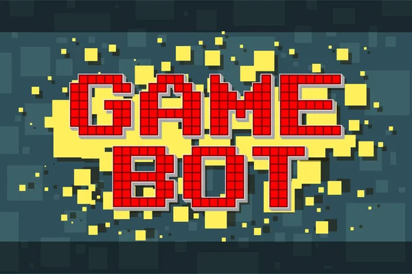 Botão de robô de jogo retro de pixel vermelho para jogos de vídeo —  Vetores de Stock