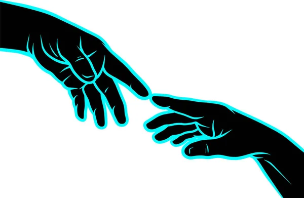 Les mains de silhouette se touchent avec les doigts — Image vectorielle