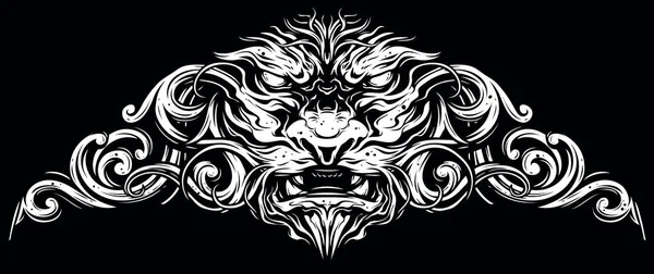 Grafische decoratieve Leeuw hoofd met sierlijke — Stockvector