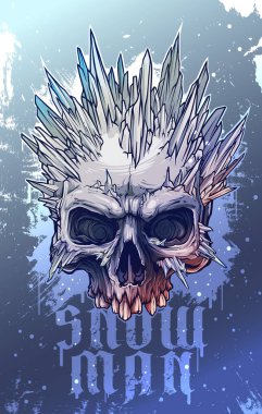 Graphic human skull with ice spikes clipart