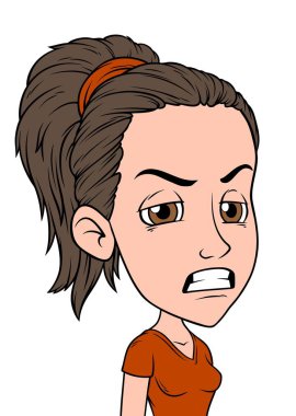 Karikatür kız karakter portre vektör avatar