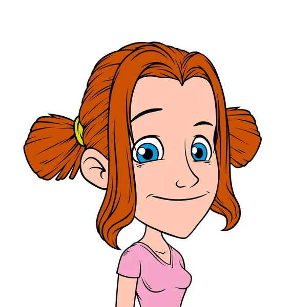 Cartoon girl character portrait vector avatar — Stock Vector