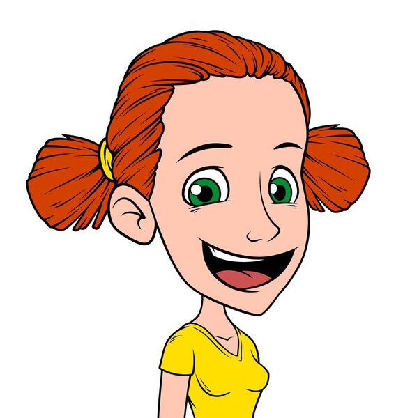 Cartoon girl character portrait vector avatar
