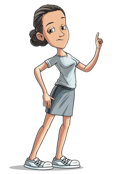 Cartoon brunette sérieux fille personnage vecteur — Image vectorielle