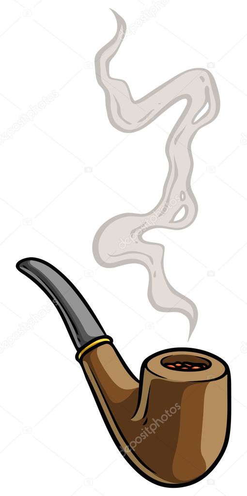 Cartoon tobacco pipe with smoke