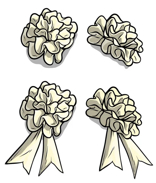 Cartoon white holiday bow knot vector icon set — Stock Vector