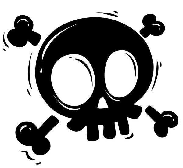 Черный силуэт черепа со скрещенными костями
