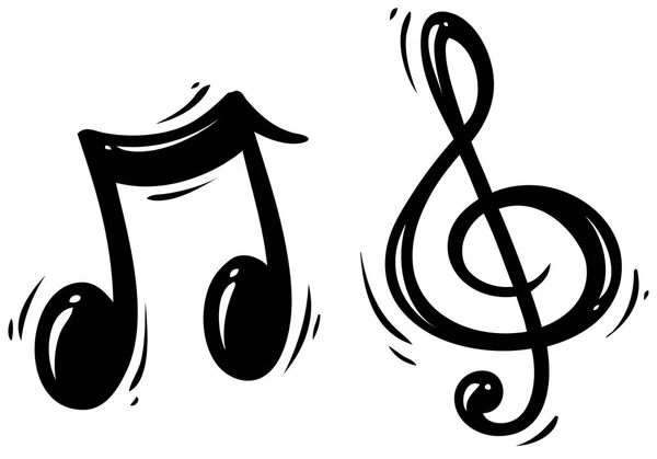 Silhouette noire triple clef et note de musique — Image vectorielle