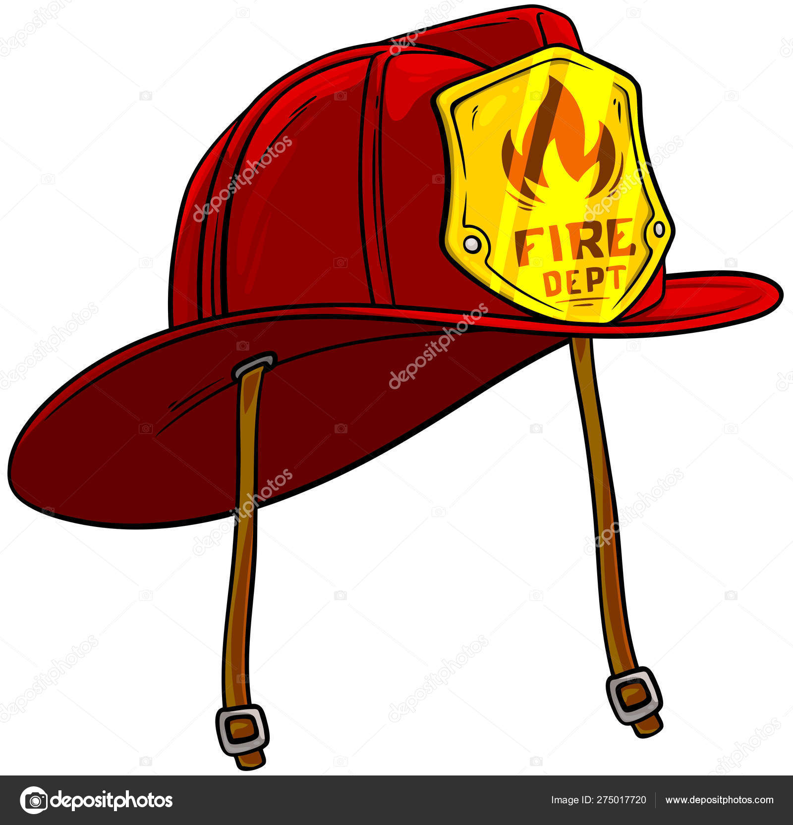 Cartoon Red Firefighter Helmet With Golden Badge Stock Vector Image By C Gb Art 275017720